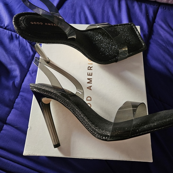 Good American Glitter 4” Heels Black. - Picture 2 of 4